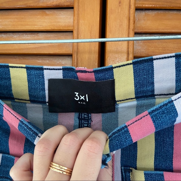 NEW 3x1 Dustin Stripe Denim A-Line Rose Skirt - Picture 5 of 7